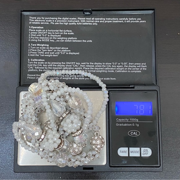 Convertible Handmade White/Clear Crystal Glass Beads Magnetic Clasps Jewelry Set - Picture 9 of 16